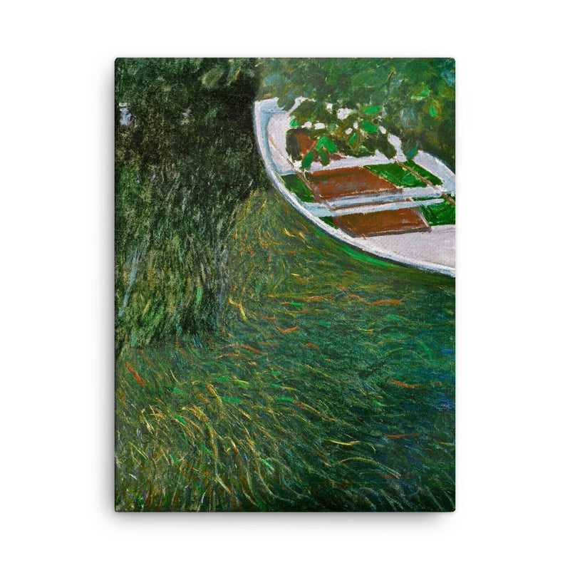 The Row Boat by Claude Monet, 1887 canvas print on a plain backdrop in size 18