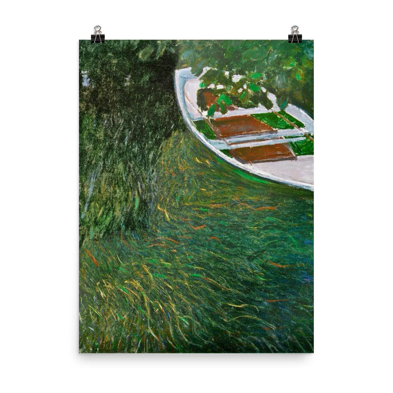 The Row Boat by Claude Monet, 1887 poster on a plain backdrop in size 8
