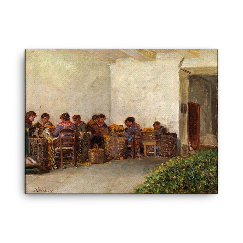 The Rural Women by Adolf von Becker canvas print on a plain backdrop in size 18
