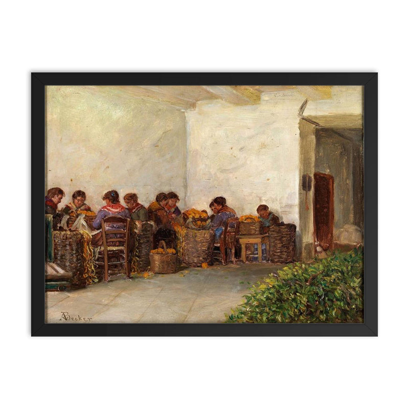 The Rural Women by Adolf von Becker framed print on a plain backdrop in size 18