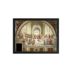 The School of Athens, Stanza della Segnatura by Raphael framed print on a plain backdrop in size 12"x16".