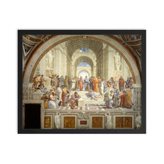 The School of Athens, Stanza della Segnatura by Raphael framed print on a plain backdrop in size 16"x20".