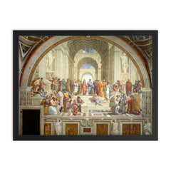 The School of Athens, Stanza della Segnatura by Raphael framed print on a plain backdrop in size 18"x24".