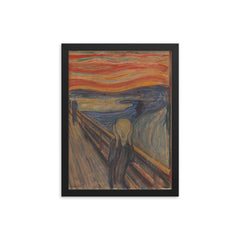 The Scream by Edvard Munch framed print on a plain backdrop in size 12"x16".