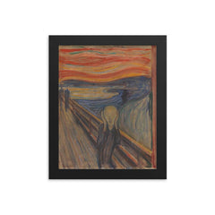 The Scream by Edvard Munch framed print on a plain backdrop in size 8"x10".