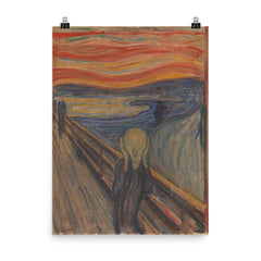 The Scream by Edvard Munch poster on a plain backdrop in size 8"x10".
