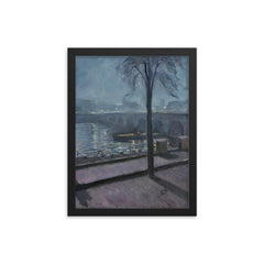 The Seine at St. Cloud by Edvard Munch, 1890 framed print on a plain backdrop in size 12"x16".