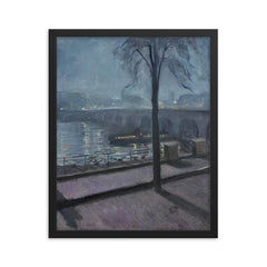The Seine at St. Cloud by Edvard Munch, 1890 framed print on a plain backdrop in size 16"x20".