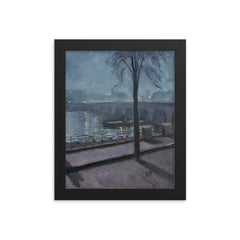 The Seine at St. Cloud by Edvard Munch, 1890 framed print on a plain backdrop in size 8"x10".