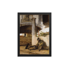 The Sentry by Carel Fabritius framed print on a plain backdrop in size 12"x16".