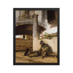 The Sentry by Carel Fabritius framed print on a plain backdrop in size 16"x20".