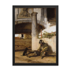 The Sentry by Carel Fabritius framed print on a plain backdrop in size 18"x24".