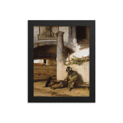 The Sentry by Carel Fabritius framed print on a plain backdrop in size 8"x10".