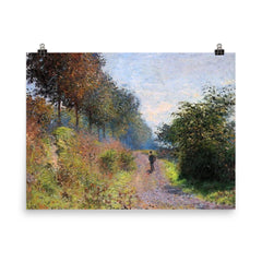 The Sheltered Path by Claude Monet, 1873 poster on a plain backdrop in size 8"x10".