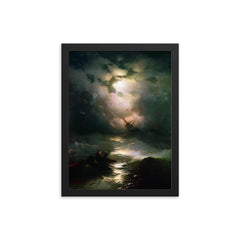 The Shipwreck on the Northern Sea by Ivan Aivazovsky, 1865 framed print on a plain backdrop in size 12"x16".