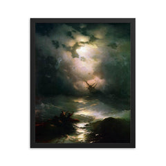 The Shipwreck on the Northern Sea by Ivan Aivazovsky, 1865 framed print on a plain backdrop in size 16"x20".