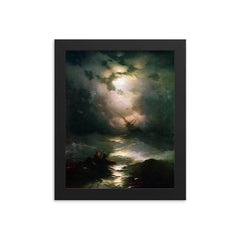 The Shipwreck on the Northern Sea by Ivan Aivazovsky, 1865 framed print on a plain backdrop in size 8"x10".