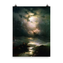 The Shipwreck on the Northern Sea by Ivan Aivazovsky, 1865 poster on a plain backdrop in size 8"x10".