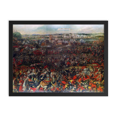 The Siege and Relief of the City of Vienna, 1683 framed print on a plain backdrop in size 18"x24".