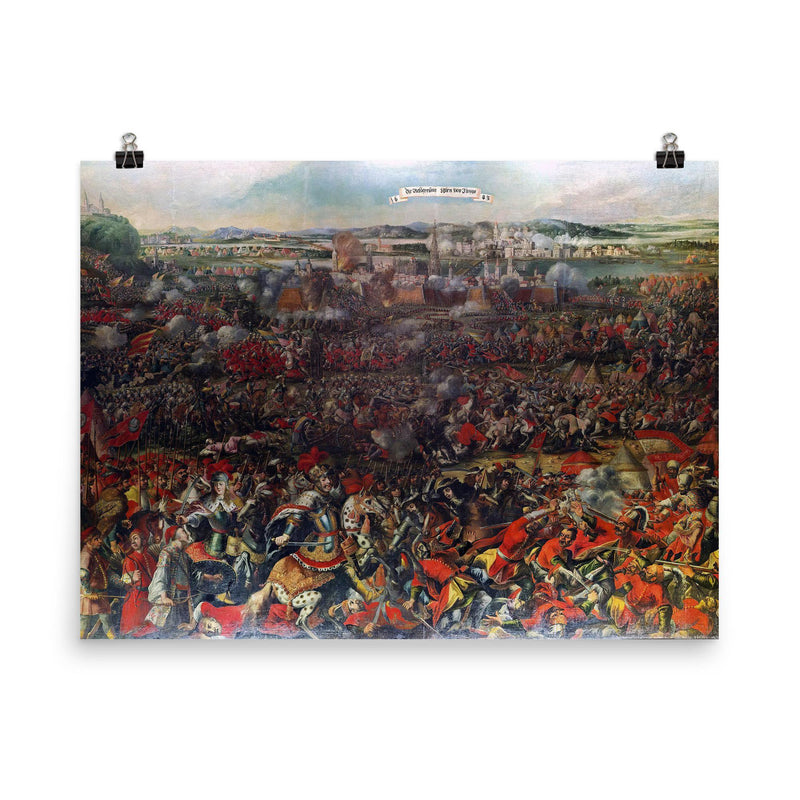 The Siege and Relief of the City of Vienna, 1683 poster on a plain backdrop in size 8
