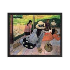 The Siesta by Paul Gauguin framed print on a plain backdrop in size 16"x20".