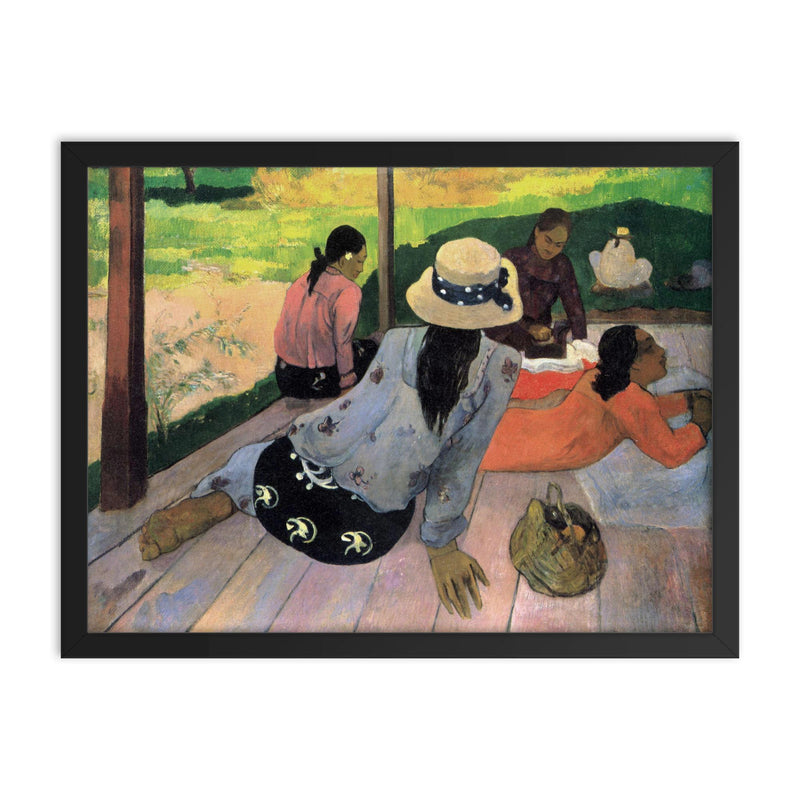The Siesta by Paul Gauguin framed print on a plain backdrop in size 18