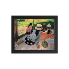 The Siesta by Paul Gauguin framed print on a plain backdrop in size 8"x10".