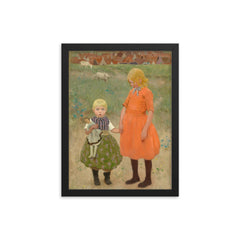The Sisters by Gari Melchers framed print on a plain backdrop in size 12"x16".