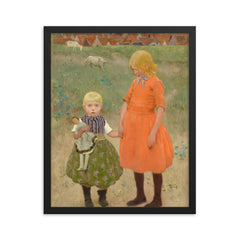 The Sisters by Gari Melchers framed print on a plain backdrop in size 16"x20".