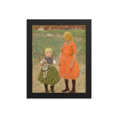 The Sisters by Gari Melchers framed print on a plain backdrop in size 8"x10".