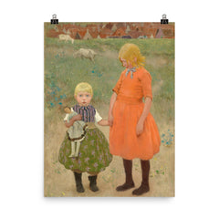 The Sisters by Gari Melchers poster on a plain backdrop in size 8"x10".