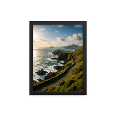 The Skellig Ring Coast Ireland framed print on a plain backdrop in size 12"x16".