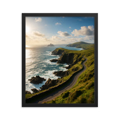 The Skellig Ring Coast Ireland framed print on a plain backdrop in size 16"x20".