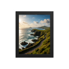 The Skellig Ring Coast Ireland framed print on a plain backdrop in size 8"x10".