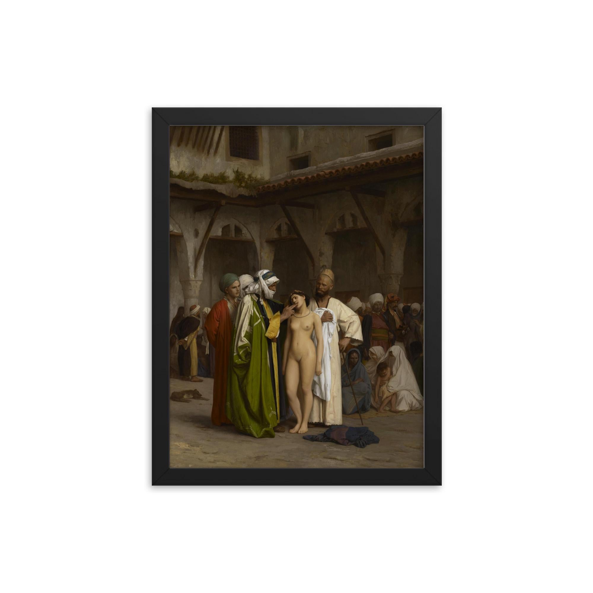 The Slave Market by Jean-Léon Gérôme, 1866 framed print on a plain backdrop in size 12"x16".