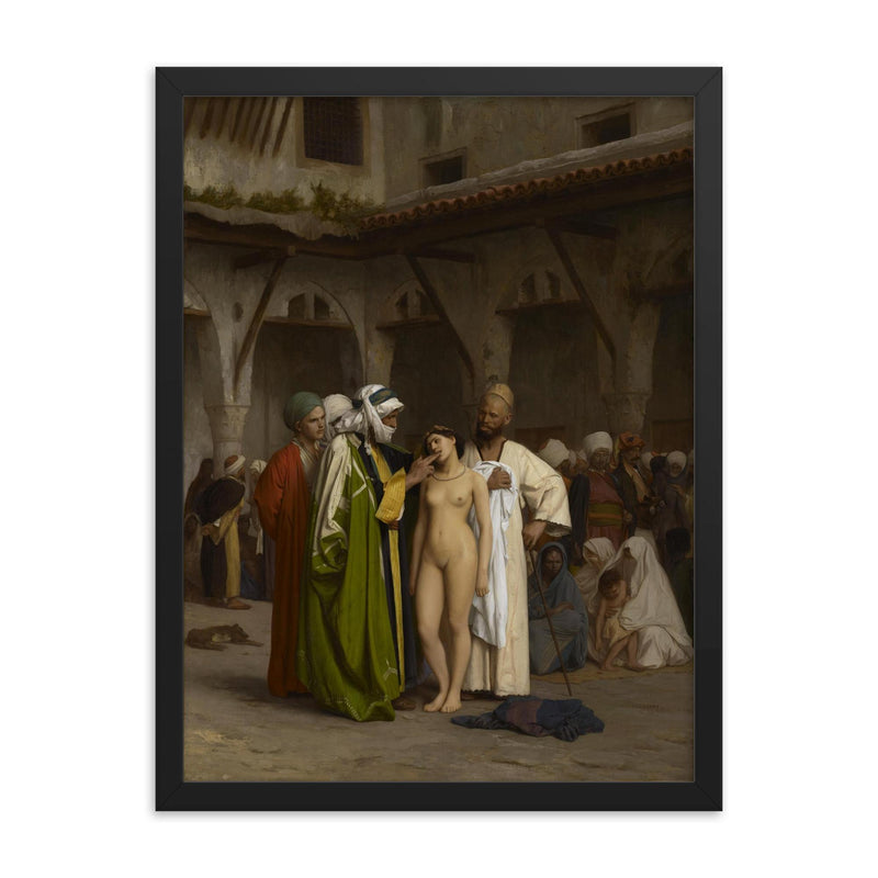 The Slave Market by Jean-Léon Gérôme, 1866 framed print on a plain backdrop in size 18