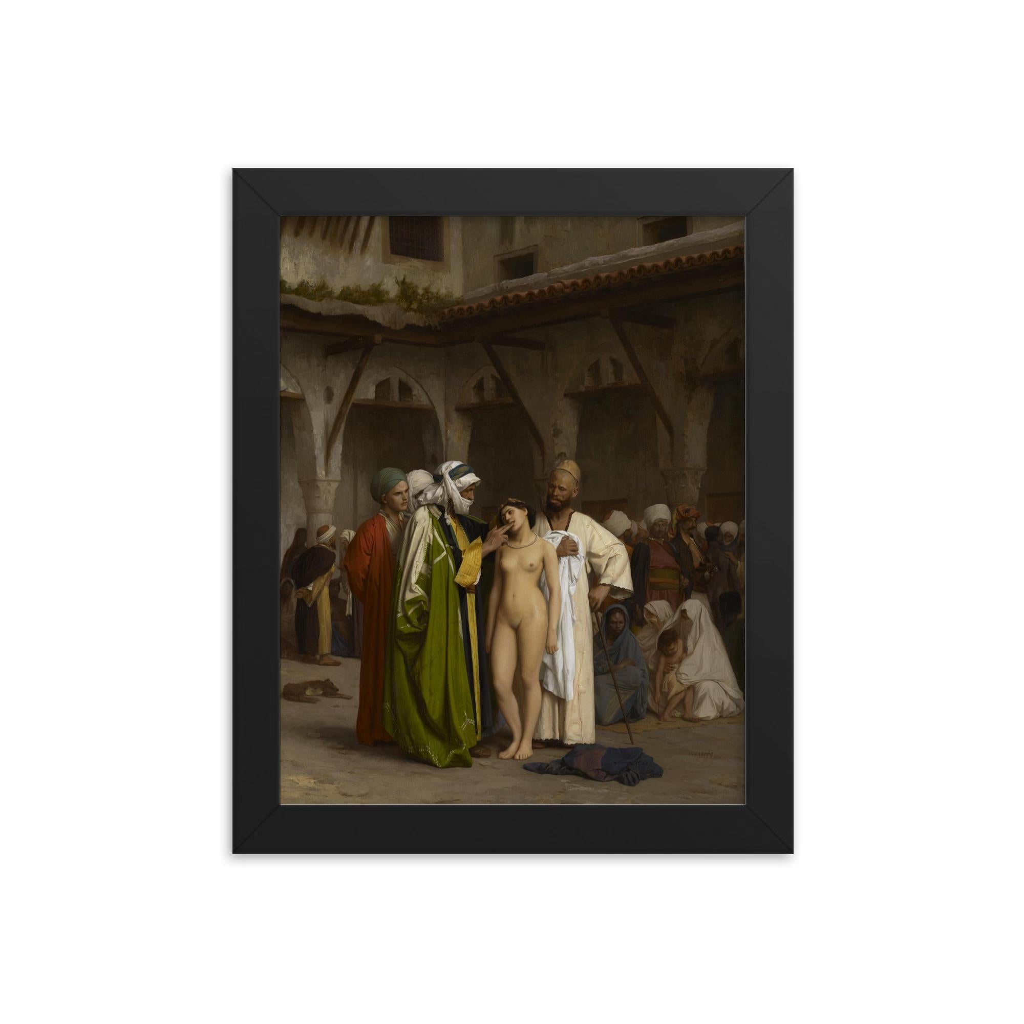 The Slave Market by Jean-Léon Gérôme, 1866 framed print on a plain backdrop in size 8"x10".