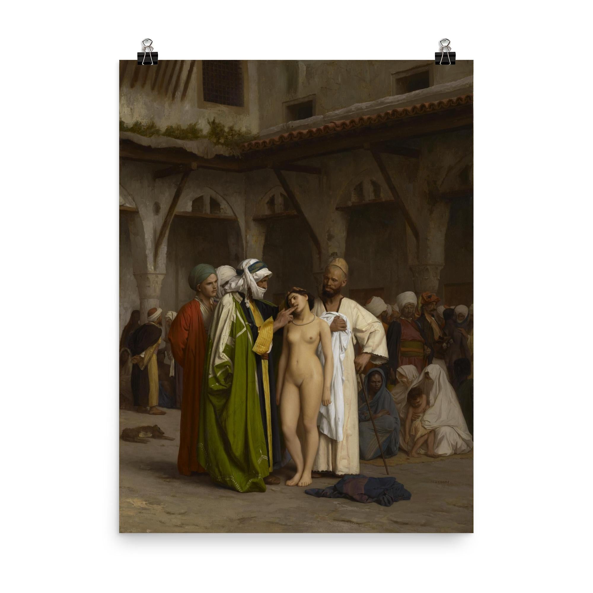 The Slave Market by Jean-Léon Gérôme, 1866 poster on a plain backdrop in size 8"x10".