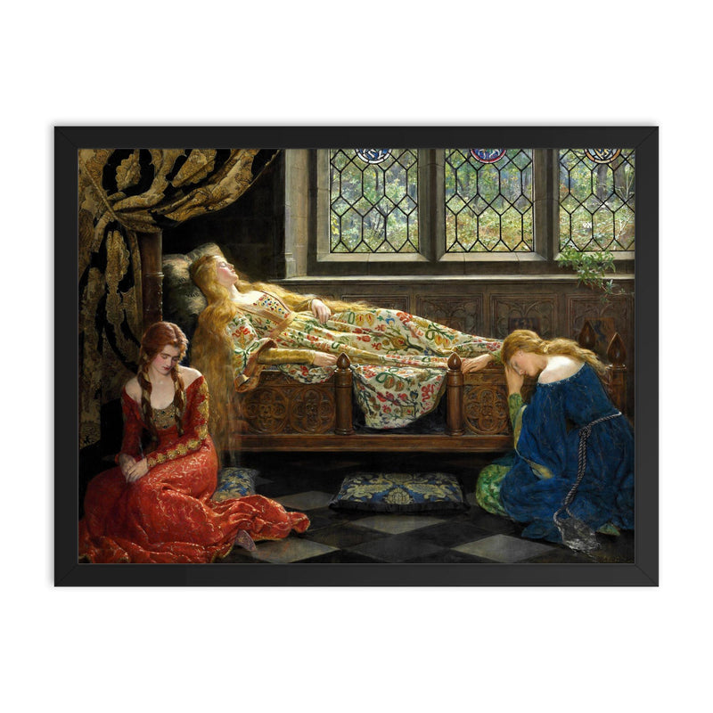 The Sleeping Beauty by John Collier, 1921 framed print on a plain backdrop in size 18