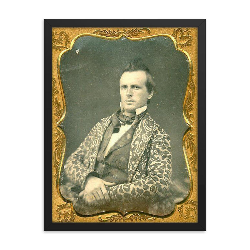The Smoking Jacket, 1850s framed print on a plain backdrop in size 18