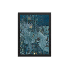 The Snow Queen by Edmund Dulac, 1911 framed print on a plain backdrop in size 12"x16".