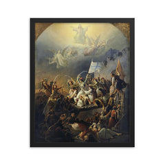 The Sortie of Messologhi by Theodoros Vryzakis, 1853 framed print on a plain backdrop in size 16"x20".
