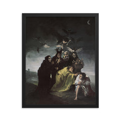 The Spell by Francisco Goya, 1798 framed print on a plain backdrop in size 16"x20".