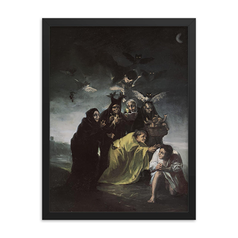 The Spell by Francisco Goya, 1798 framed print on a plain backdrop in size 18
