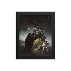 The Spell by Francisco Goya, 1798 framed print on a plain backdrop in size 8"x10".