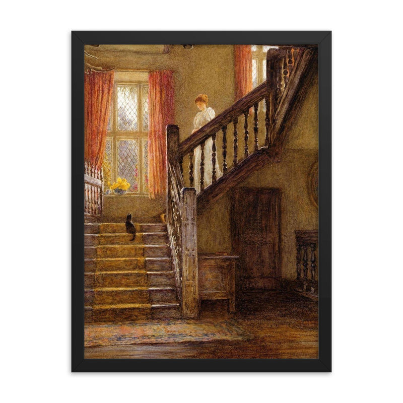 The Staircase by Helen Allingham framed print on a plain backdrop in size 18