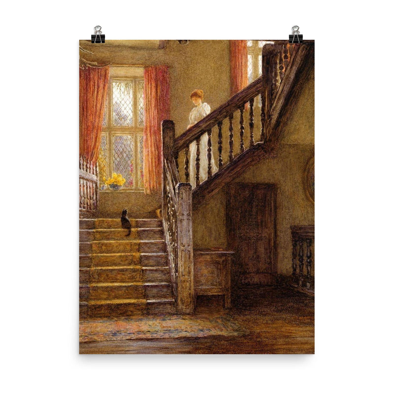 The Staircase by Helen Allingham poster on a plain backdrop in size 8