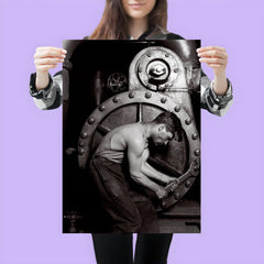 The Steamfitter, 1921 - Lewis Hines' iconic black and white photo of a power plant mechanic posed in front of a steam generator poster 3