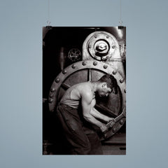 The Steamfitter, 1921 - Lewis Hines' iconic black and white photo of a power plant mechanic posed in front of a steam generator poster 9