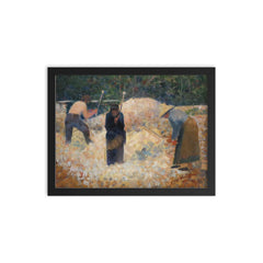 The Stone Breakers Le Raincy by Georges Seurat framed print on a plain backdrop in size 12"x16".